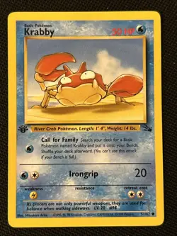 Pokemon Krabby 51/62 (1st Edition) Fossil Regular (Never Played) *Near Mint* - Image 1