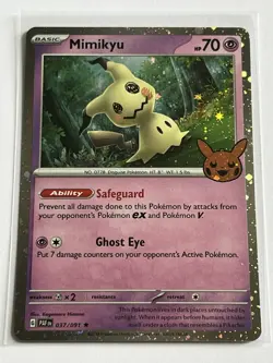 Mimikyu 37 / 91 Pokemon Trick or Trade 2024 Near Mint Cosmos Holo Rare - Image 2