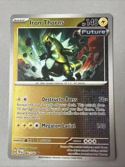 Pokemon TCG * SV Temporal Force * 62/162 Iron Thorns REVERSE HOLO Rare FRESH PK - Image 1
