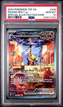 POKEMON PSA 10 2024 SV Temporal Forces Raging Bolt ex 208/162 SIR *1702 - Image 1
