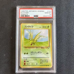 1998 Pokemon Card Scyther #123 PSA 10 GEM MINT Japanese Vending Series - Image 1