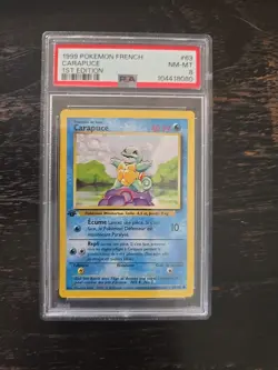 1st Edition French Squirtle (Carapuce) 63/102 Base Set 1999 Pokemon LP PSA 8 - Image 1