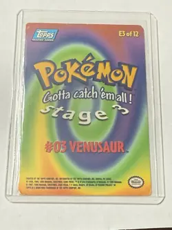 Pokemon Topps Card - Venusaur E3 of 12 Non Holo Blue Label - Image 2