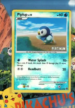 Pokemon TCG Piplup 71/100 Reverse Holo Stamped Platinum Burger King Promo LP - Image 1