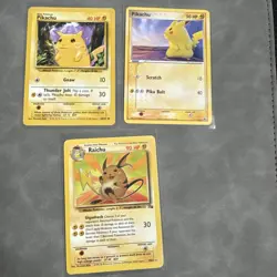 1995 pikachu pokemon card 58/102 6/10 Raichu 29/62 MP bundle x3 - Image 1