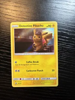 Pikachu -Detective Pikachu SM190 Holo Foil Rare Pokemon Card Clean - Image 2