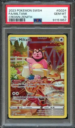 PSA 10 GEM MINT MILTANK FULL ART GG24/GG70 CROWN ZENITH 2023 POKEMON TCG - Image 1