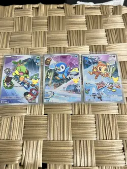 Pokemon Starter AR Set Turtwig Piplup Chimchar SV Art Rare NM Complete Trio - Image 1