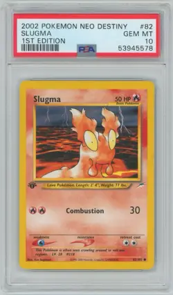 2002 Pokemon Neo Destiny #82 Slugma – 1st Edition – PSA 10 GEM MINT - Image 1