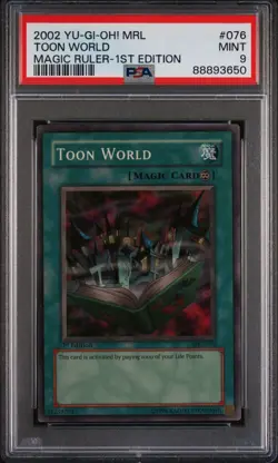 PSA 9 MRL-076 Toon World Super Rare 1st Edition 2002 Yugioh Magic Ruler - Image 1