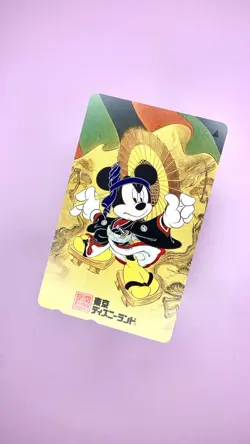 Tokyo Disneyland MICKEY KABUKI “Sukeroku” Telephone Card 1997 — Unused / Japan - Image 2