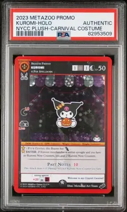 MetaZoo NYCC 2023 Kuromi Carnival Costume Promo Card PSA - Image 1