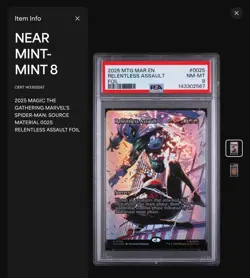 2025 MTG MARVEL'S SPIDER-MAN: SOURCE MAT FOIL #0025 RELENTLESS ASSAULT PSA 8 - Image 4