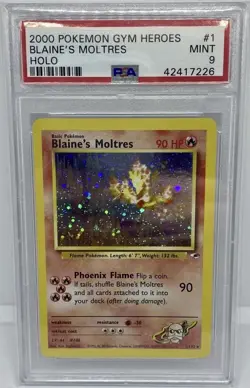 2000 Pokemon Gym Hero's - Blaine's Moltres 1/132 - Holo - PSA Graded: 9 - Image 1
