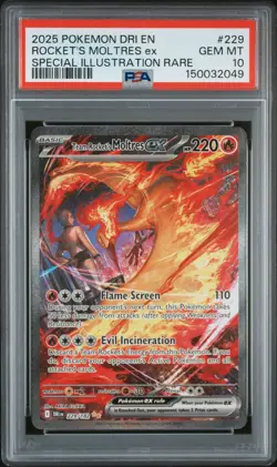 Pokemon Rocket's Moltres ex 229/182 Destined Rivals 229 SIR GEM MINT PSA 10 - Image 1