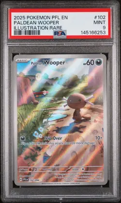 PALDEAN WOOPER 102 ILLUSTRATION RARE 2025 POKEMON PFL EN PHANTASMAL FLAMES PSA 9 - Image 1