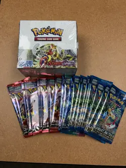 Pokemon Scarlet and Violet Base Set Booster Box Sealed + 22 Korean Booster Packs - Image 1