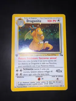 Carta Pokemon Dragonite Holo Fossil Prima Edizione 4/62 - Italiano - Image 1