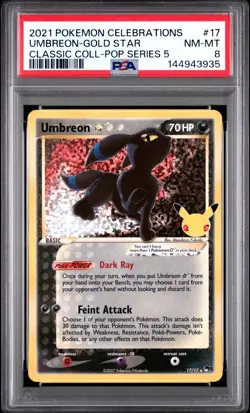Umbreon-gold Star 17 Celebrations Classic Collection Pokemon PSA 8 *935 - Image 1