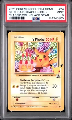 Birthday Pikachu Holo 24 Celebrations Classic Collection Pokemon PSA 9 *905 - Image 1