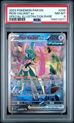 Iron Valiant EX 249/182 Special Illustration Rare Pokemon PSA 8 *371 - Image 1