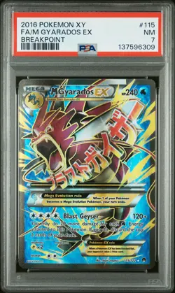 2016 POKEMON XY BREAKPOINT #115 FULL ART/M GYARADOS EX PSA 7 - Image 1