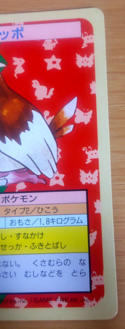 Pokemon Card Japanese Top sun Pidgey 1995 vintage from Japan - Image 2