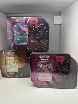 Pokemon TCG Sealed Destined Rivals Team Rocket Tin Set of 3 Brand New Sealed - Image 1