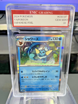 VAPOREON 2024 JAPANESE HOLO FOIL #030/187 Pokemon Card GRADED 10 TCG - Image 1