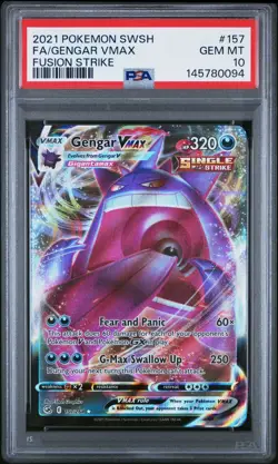 PSA 10 GENGAR VMAX 157 FUSION STRIKE SWORD & SHIELD POKEMON GEM MINT - Image 1