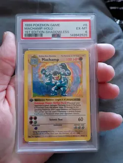 PSA 6 EX-MT Machamp 8/102 1st Edition Shadowless Base Set Pokemon Card TCG - Image 2