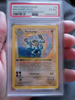 PSA 6 EX-MT Machamp 8/102 1st Edition Shadowless Base Set Pokemon Card TCG - Image 3