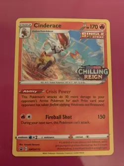 Cinderace Holo SWSH112 NM/M Chilling Reign Prerelease Pokemon Card - Image 1