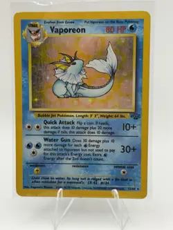 Pokemon Vaporeon 80 HP Holo Rare Card Jungle 12/64 English Unlimited - Image 1