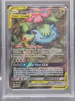 Venusaur & Snivy GX SM229 Full Art Tag Team Promo Black Star Pokemon Card PSA 10 - Image 3
