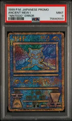 1999 Pokemon Japanese Ancient Mew Nintedo Error Promo Card Graded PSA 9 - Image 1