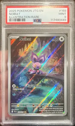 2025 Pokemon Journey Together Noibat Illustration Rare 169/159 PSA 9 Mint - Image 1