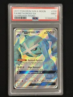 Pokemon TCG Metagross GX #139 Full Art Guardians Rising PSA 9 Mint - Image 1