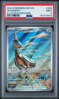 Pokemon SKARMORY Illustration Rare Surging Sparks #209 ENG ~ PSA 9 - Image 1