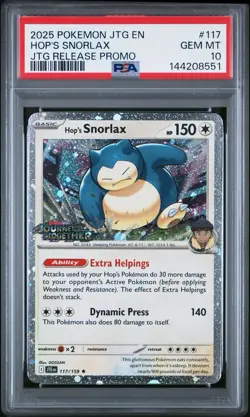 Pokemon Hop's Snorlax Journey Together Prerelease Holo Promo #117 PSA 10 Pop 11 - Image 1