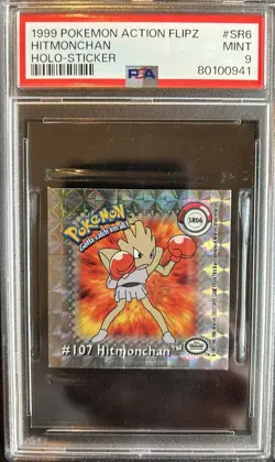 1999 Pokemon Action Flipz Hologram Sticker - Hitmonchan #SR6- PSA 9 - Image 3