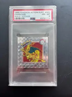 CHARIZARD 1999 Pokemon Action Flipz Holo Sticker SR3 PSA 8 - Image 1