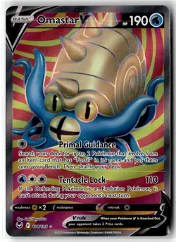 Omastar V ⭐ 174/195 Holo Rare Ultra Silver Tempest 2022 Pokemon NM - Image 1