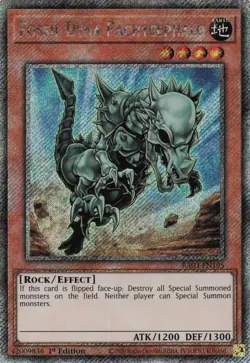 Yugioh Fossil Dyna Pachycephalo RA03-EN195 - Platinum Secret Rare - Image 1