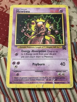 MEWTWO Pokemon Card - WOTC Promo - Black Star - #14 - LP - Image 1