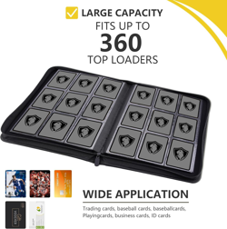 Trading Card Binder Book, 360 Pockets Zip Folder Album for TCG, MTG, Sports Card - Image 5