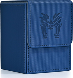 Card Deck Box for 100+ TCG CCG Cards, PU Leather Storage with 2 Dividers (Blue) - Image 1
