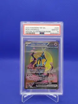 2024 POKEMON TEMPORAL FORCES #206 IRON CROWN EX SPECIAL ILLUSTRATION RARE PSA 10 - Image 1