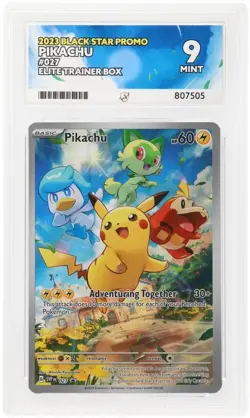 Pikachu SVP 027 Black Star Promo 2023 Ace 9 MINT Graded Pokemon TCG - Image 1