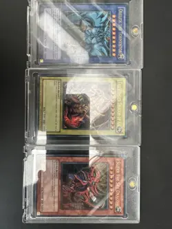 YU GI OH LC01 EGYPTIAN GOD CARDS LC01-EN001 LC01-EN002 LC01-EN003 plus cases - Image 2